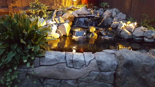 Pond or water feature designed and built by Earthworks Landscape Service