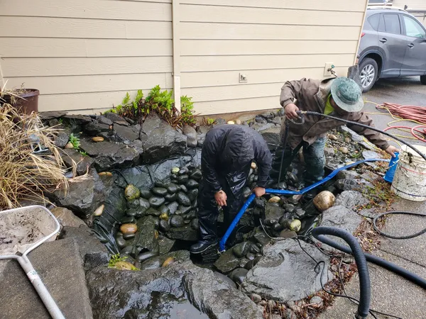 Earthworks crew at work on a pond cleanout